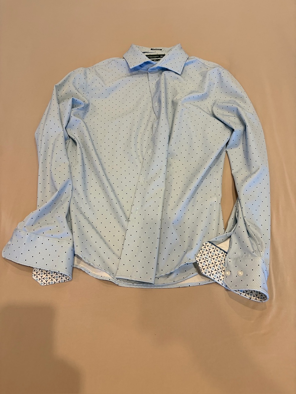 Denim & Flower Ricky Singh Men’s Button-Up Shirt – Light Blue Polka Dot